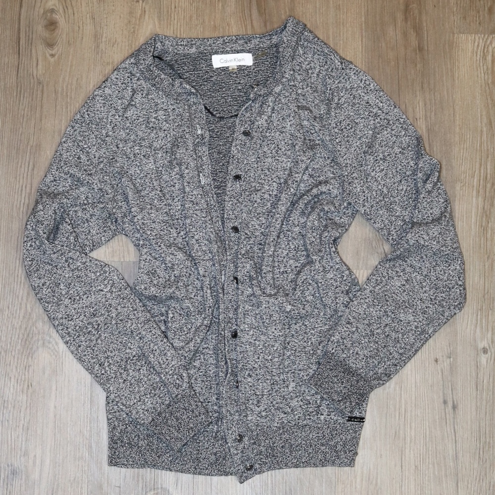 Calvin Klein Sz M Womens Gray Cardigan Rayon Nylon